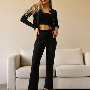 Abbigliamento Da Casa In Maglia A Costine Da Donna Cardigan Camisole E Pantaloni A Vita Alta Abbigliamento Casual