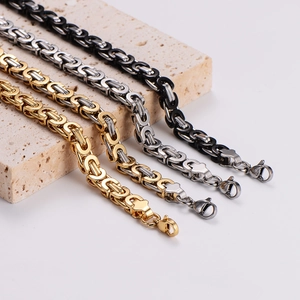 Byzantine Chain Necklace 316L Stainless Steel Hip Hop Luxury Polished Heavy Link For Men