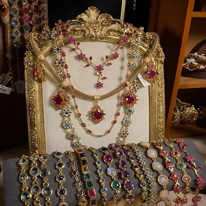 Vintage Palace Style Alloy Necklace Earrings With 925 Sterling Silver Earring Post Rhinestone Imitation Artificial Pearl For Women
