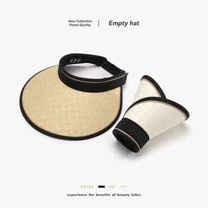 Cappello Visiera Parasole Estivo Da Donna Paglia Naturale Tesa Larga Protezione UV Traspirante Pieghevole Regolabile Mare