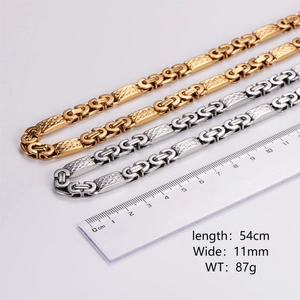 Men Hip Hop Byzantine Chain Necklace 316L Stainless Steel Geometric Textured Link Individualistic Punk Jewelry For Male