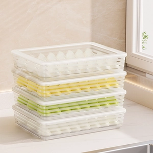 Stackable Food Storage Containers Multi Layer Dumpling Organizer Refrigerator Freezer Airtight Plastic With Lid
