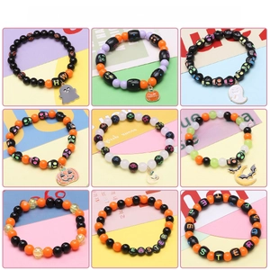 Halloween DIY acrylic bead kit for handmade bracelets with ghost and pumpkin charms