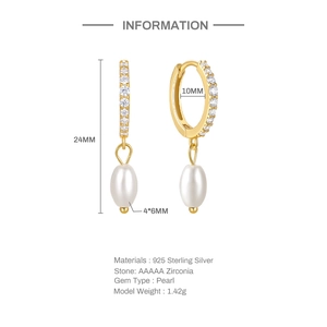Detailed view of silver hoop earrings with dimensions: 24mm height and 10mm inner diameter