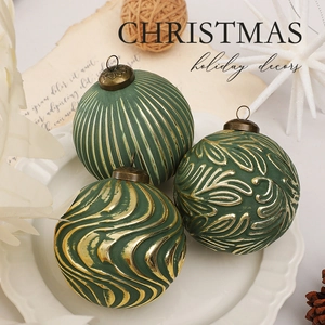 Vintage Embossed Relief Plastic Christmas Ball Ornaments For Christmas Tree Holiday Home Decor Party Decoration Gold Silver Green Black