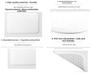 Détails du tapis en flanelle blanche avec fond antidérapant en PVC et bords arrondis
