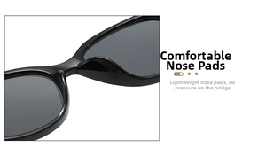 Détail des plaquettes de nez intégrées confortables et du pont des lunettes œil de chat