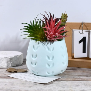 Blaue Silikonform für Sukkulententopf mit Herz-Relief für DIY-Harz und Kerzenherstellung