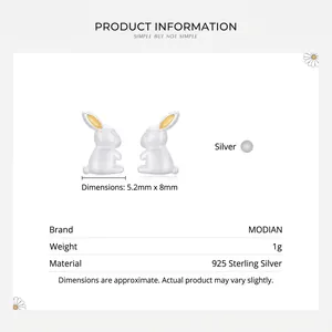 Matte S925 sterling silver bunny stud earrings with gold-toned ears for women