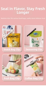 Detailed view of cat paw shaped plastic sealing clips for snack bags and food storage