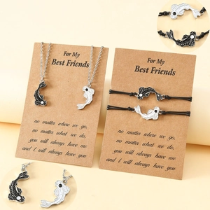 Yin Yang Tai Chi Koi fish necklace and braided bracelet gift set for best friends
