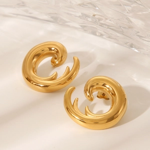 Minimalist C Shape Spiral Earrings For Women Stainless Steel 18K Gold Plated Geometric Wave Trendy Hypoallergenic Jewelry