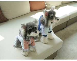 Dettagli di cappotti invernali trapuntati per cani in design colorati rosa e blu