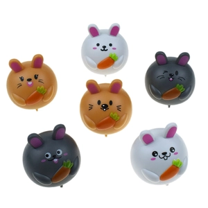 Set of 6 cute cartoon bunny and hamster pull-back cars for Easter gifts and party favors