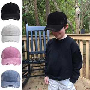 Kids Distressed Denim Baseball Cap Vintage Ripped Adjustable Sun Protection Outdoor Sun Hat For Boys And Girls