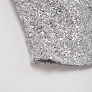 Top a fascia con paillettes argento da donna con paillettes rotonde e fodera morbida