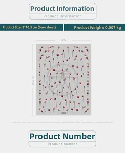 Floral nail art sticker sheet with dimensions 8x10.3cm and red blossom pattern KX061