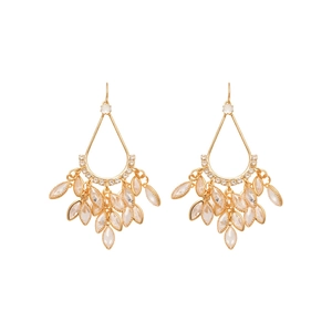 Elegant 18k gold plated drop fringe earrings with sparkling cubic zirconia teardrop tassels