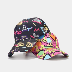 Retro Memphis Style Baseball Cap Cotton Polyester Breathable Sun Protection Outdoor Graffiti Geometric Pattern Unisex