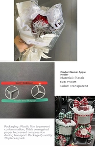 Detail of transparent 7x4.5cm plastic base for Christmas apple flower bouquet DIY crafts