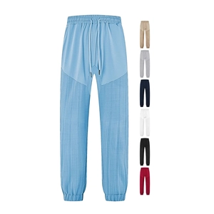 Men's casual drawstring joggers with contrast textured panels in seven different colors