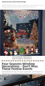Détail de stickers électrostatiques de Noël avec Père Noël et bonhomme de neige
