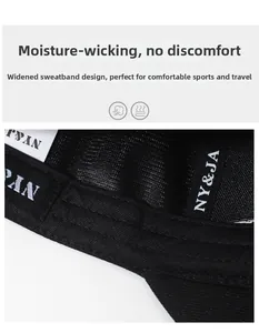 Detail view of the wide moisture-wicking sweatband inside a black baseball cap