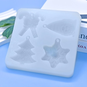 Christmas silicone mold set with tree, Santa, cane and snowflake shapes for DIY baking