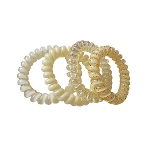 Lot de 4 élastiques spirales colorés pour cheveux en styles crème jaune et floral clair