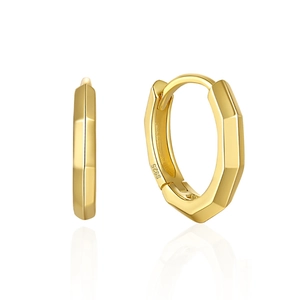 925 Sterling Silver Hoop Earrings Geometric Octagon Polygon Minimalist Fashion Jewelry For Women