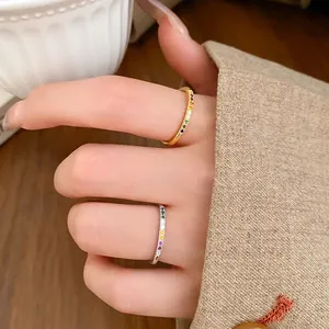 Rainbow cubic zirconia star open rings in gold and silver finish for women