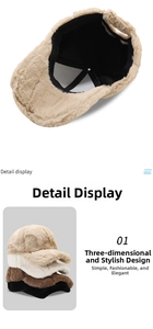 Close-up detail of thick plush baseball cap showing soft faux rabbit fur texture
