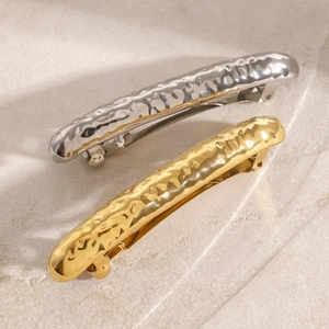 Hammered texture stainless steel hair clips in gold and silver finish set