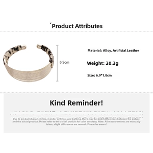 Detailed size specifications for gold brushed bangle with zebra faux leather accents