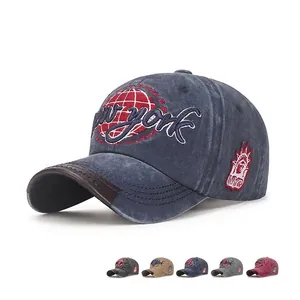 Casquette De Baseball Vintage En Coton Lavé Broderie New York Rétro Dad Hat Hommes Femmes Réglable Décontracté