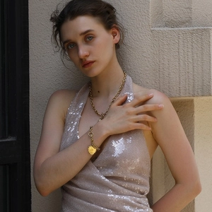 Ensemble collier chaîne O et bracelet à breloque cœur en acier inoxydable plaqué or 18K