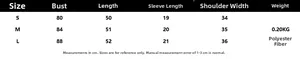 Size chart detail for short sleeve knit cardigan showing bust and length measurements