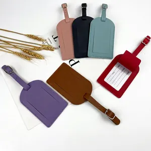 Etiquetas de equipaje de cuero PU con correas ajustables y tarjetas de datos personales