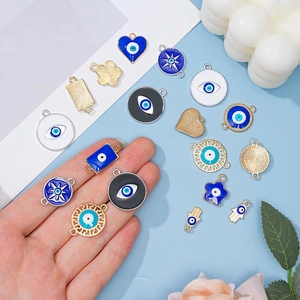 Assorted Turkish Evil Eye charms in gold and silver finish for DIY jewelry making