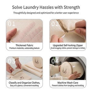 Thick mesh laundry bag set with embroidery icons for bra and sock protection