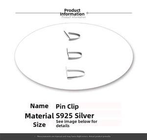 Detailed S925 sterling silver pinch bails with product specifications table for jewelry