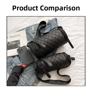 Größenvergleich zwischen großen und kleinen schwarzen gesteppten Zylindertaschen