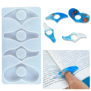 Silicone mold for resin thumb book page holders with four distinct shapes for DIY reading tools