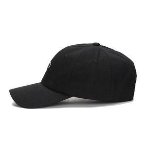 Casquette de baseball en coton noir classique avec broderie latérale blanche de profil