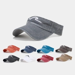 Visière De Soleil Chapeau Coton Lavé Brodé Vague Respirant Rétro Sport Extérieur Réglable Pour Hommes Femmes