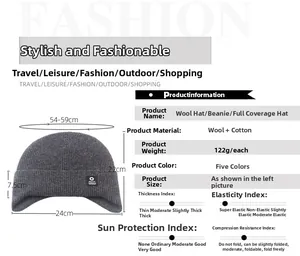 Tableau de tailles détaillé pour bonnet d'hiver en laine pour homme avec cache-oreilles