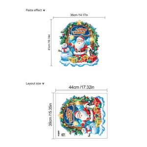 Stickers muraux de Noël en PVC avec Père Noël et bonhomme de neige pour fenêtres