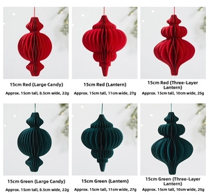 Detailed specs for 15cm Christmas paper honeycomb ornaments in red and green colors