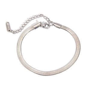 Bracelet chaîne serpent minimaliste en acier inoxydable argenté avec fermoir homard
