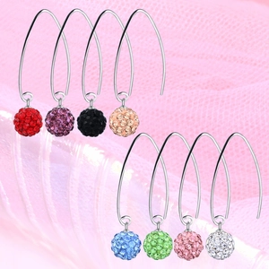 Shamballa Ball Dangle Hook Earrings With 925 Sterling Silver Earring Post Sparkly Rhinestone Jewelry For Women